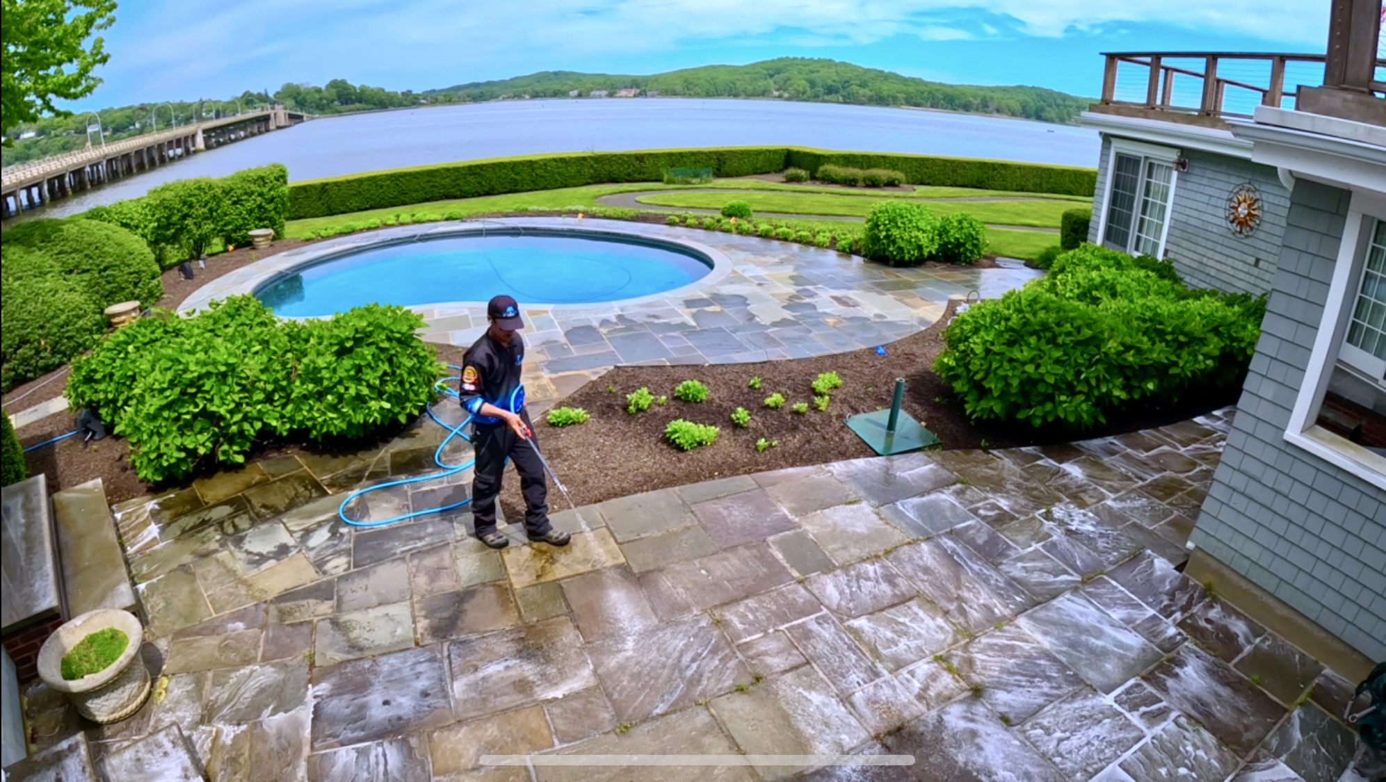 Rumson Estate Restoration: Irrigation Rust Elimination, Red Brick Deep Cleaning, and Bluestone Patio Rejuvenation Image