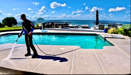 Pool deck cleaning